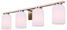Canarm IVL1241A04GD - BRAM 4 Lt Vanity Fixture, Gold Finish with Ribbed Opal Glass, 60W Type A