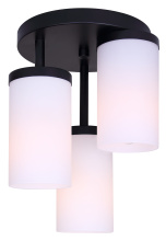 Canarm ISF1234A03BK-FO - Britton 3-Light Semi-Flush Ceiling Fixture, Matte Black Finish with Opal Glass