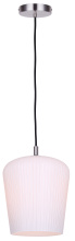 Canarm IPL1249A01BN-OR - Leandro 1-Light Corded Pendant, Brushed Nickel with Opal Ribbed Glass