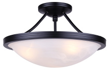 Canarm ISF41BK - Devon 3-Light Semi Flush Ceiling Light, Matte Black Finish with Alabaster Bowl Shade