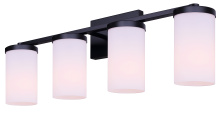 Canarm IVL1234A04BK-FO - Britton 4-Light Vanity Fixture, 28 inch, Matte Black Finish with Opal Glass