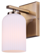 Canarm IVL1241A01GD - BRAM 1 Lt Wall Sconce/Vanity, Gold Finish with Ribbed Opal Glass, 60W Type A
