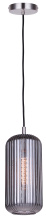 Canarm IPL1250A01BN-SR - Malek 1-Light Corded Pendant, Brushed Nickel with Smoked Ribbed Glass