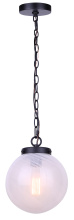 Canarm IPL2259B01BK - SONNET 1 Lt Chain Pendant, Matte Black Finish with Strié Glass
