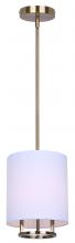 Canarm IPL2191B01GD - 1 Lt Rod Pendant, White Fabric Shade, 60W Type A, 8inch W x 13.75 - 61.75inch H