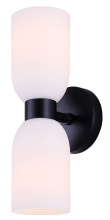 Canarm IWF1251A02BK - Darius 2-Light Wall Fixture, Matte Black Finish with Flat Opal Glass, Easy Connect Included