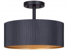 Canarm ISF1119A02BK - Rexton 13 in. 2-Light 60-Watt Modern Matte Black Semi-Flush Mount with Matte Black and Gold