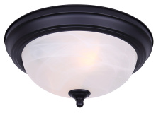 Canarm IFM411MBK - Canarm 2-Light Classic Flush Mount, Ceiling Light Matte Black Finish with Alabaster Glass, 11inch W