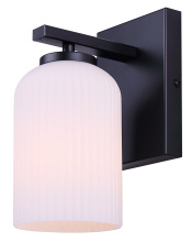 Canarm IVL1241A01BK - BRAM 1 Lt Wall Sconce/Vanity, Matte Black Finish with Ribbed Opal Glass, 60W Type A