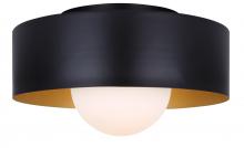 Canarm IFM1150A13BK - DAYLON 12.625 in. 1-Light 60-Watt Contemporary Black Flush Mount with Matte Black with Gold