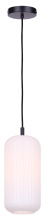 Canarm IPL1250A01BK-OR - Malek 1-Light Corded Pendant, Matte Black with Ribbed Opal Glass