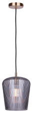 Canarm IPL1249A01GD-SR - Leandro 1-Light Corded Pendant, Gold Finish with Ribbed Smoked Glass