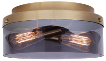 Canarm IFM2288B12GD - Nina 2 Light Flush Mount Ceiling Light, Gold Finish with Smoked Glass, Easy Connect Included