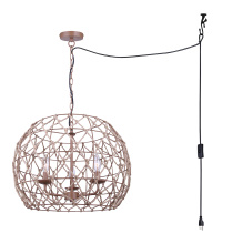 Canarm IPL2269B03BR20 - Hora-Marron Plug-In 3-Light Indoor/Outdoor Pendant, Tan + Rope