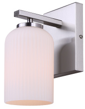 Canarm IVL1241A01BN - BRAM 1 Lt Wall Sconce/Vanity, Brushed Nickel Finish with Ribbed Opal Glass, 60W Type A