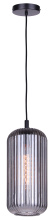 Canarm IPL1250A01BK-SR - Malek 1-Light Corded Pendant, Matte Black with Ribbed Smoked Glass