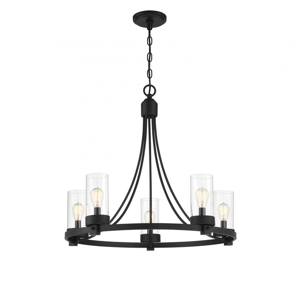 5-Light Chandelier in Matte Black