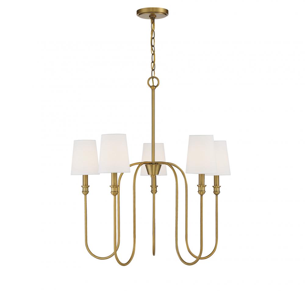 5-Light Chandelier in Natural Brass