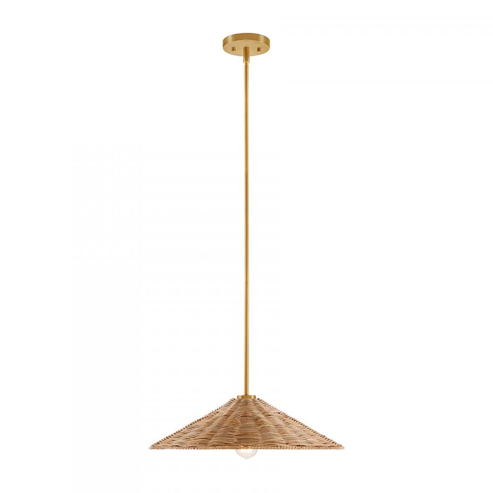 1-Light Pendant in Natural Brass