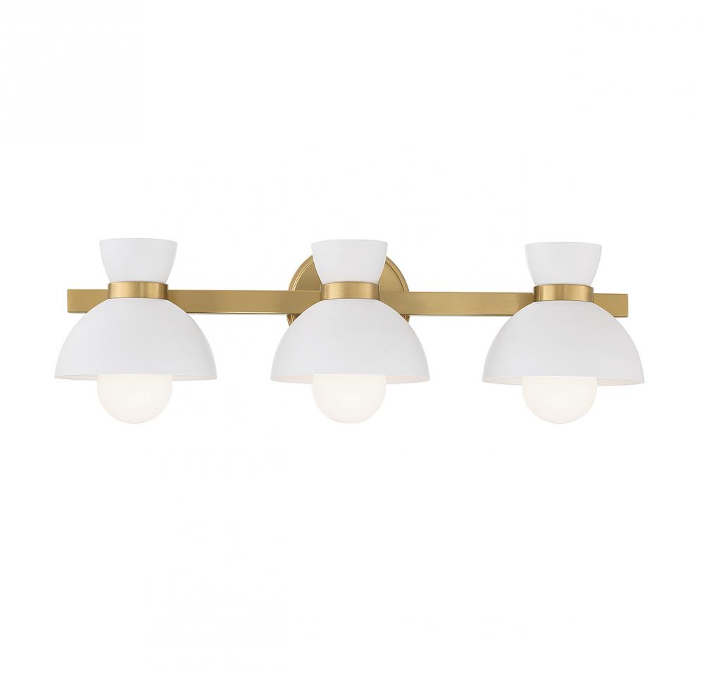 3-Light Bathroom Vanity Light in Natural Brass