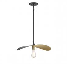 Savoy House Meridian M7031MBKNB - 1-Light Pendant in Matte Black and Painted Gold