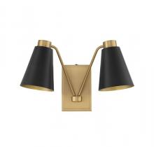 Savoy House Meridian M90076MBKNB - 2-Light Wall Sconce in Matte Black with Natural Brass