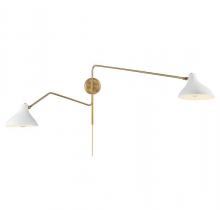 Savoy House Meridian M90088WHNB - 2-Light Wall Sconce in White with Natural Brass