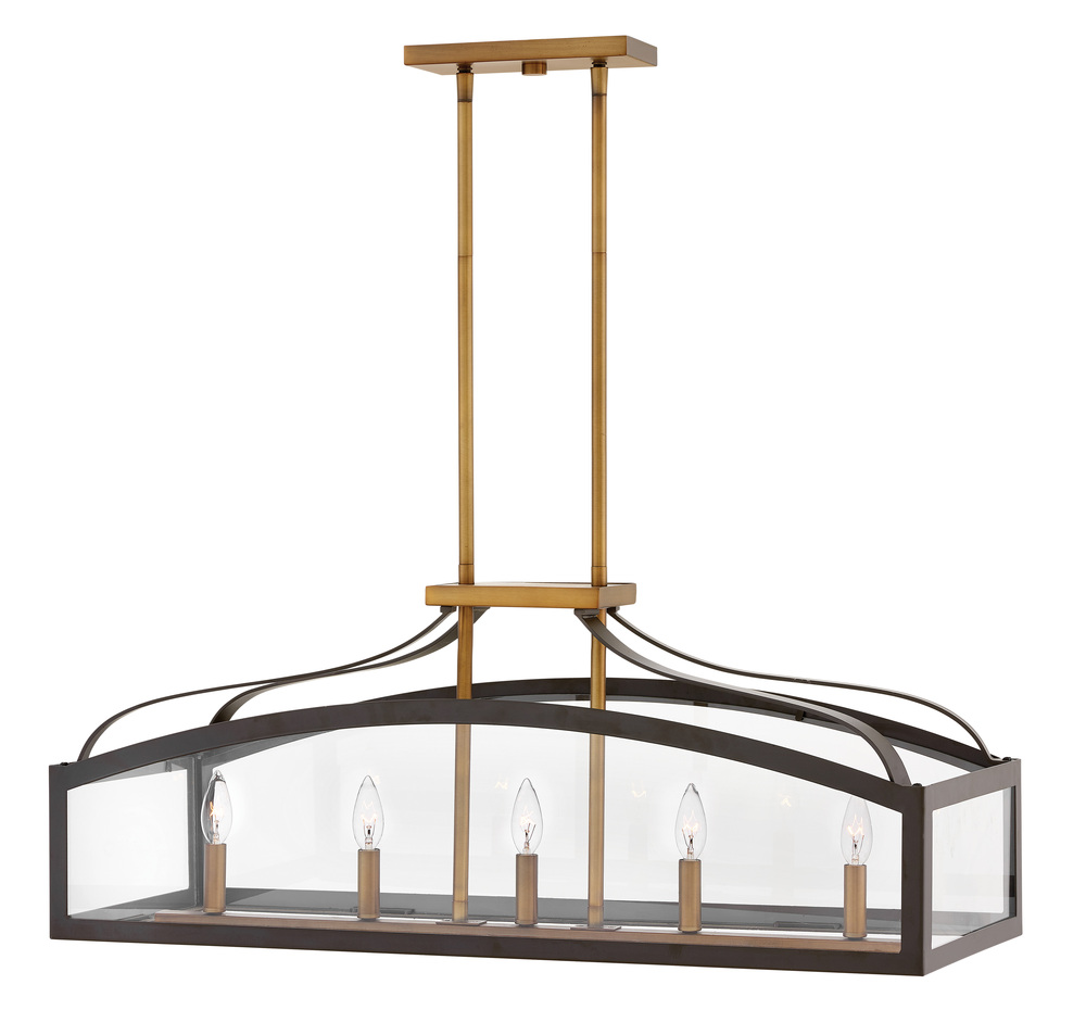 Large Five Light Linear Chandelier