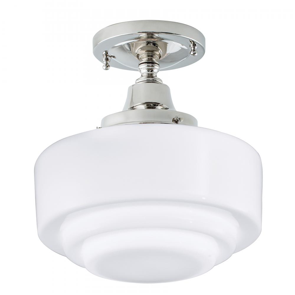 Schoolhouse 9.5'' Wide 1-Light Semi Flush Mount - Polished Nickel