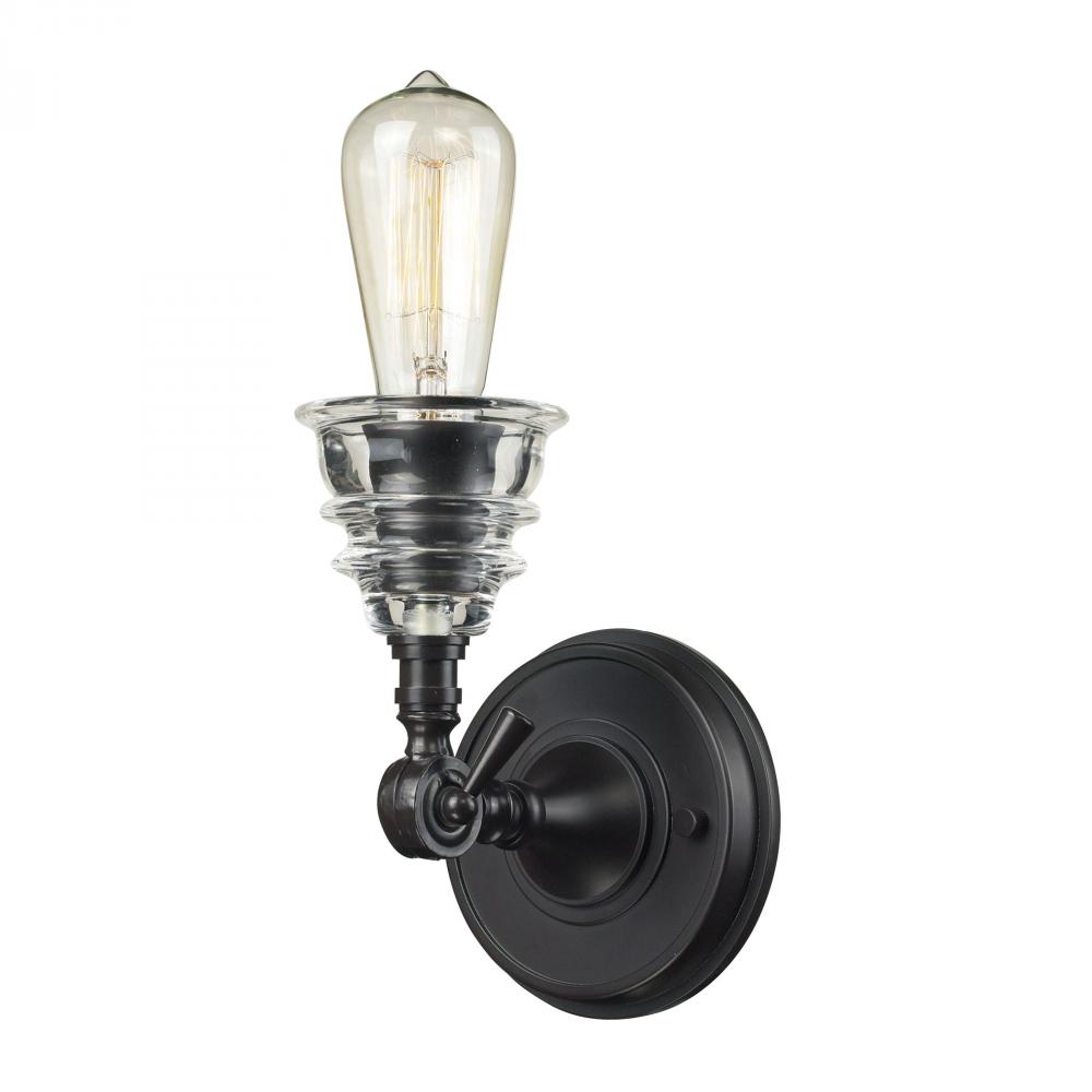 Insulator Glass 1 Light Wall Sconce In Oiled Bro