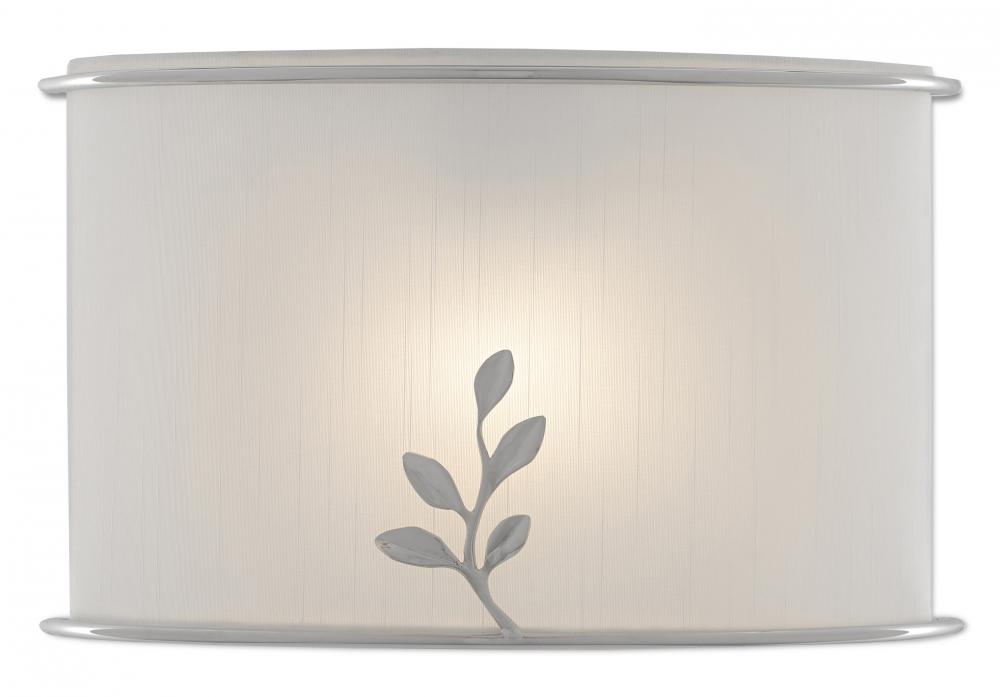Driscoll Nickel Wall Sconce, White Shade