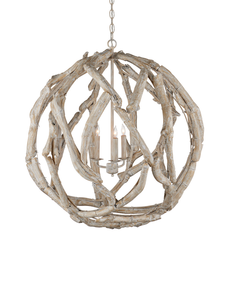 Driftwood Whitewash Orb Chandelier