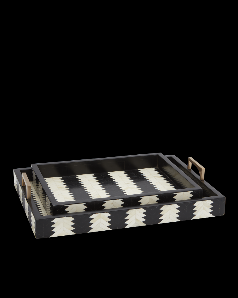 Arrow Black & White Tray Set of 2