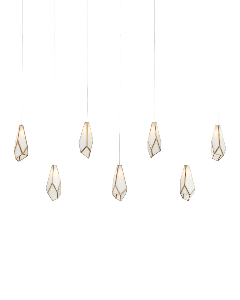 Glace White 7-Light Linear Multi-Drop Pendant