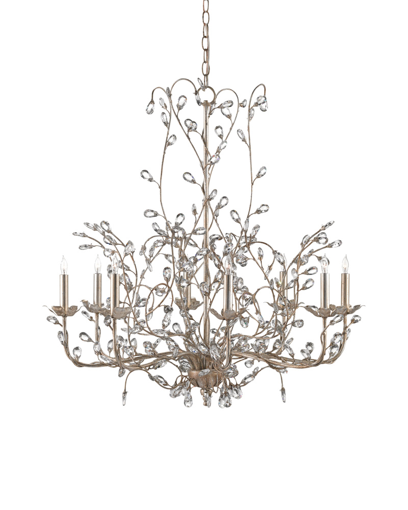 Crystal Bud Large Silver Chandelier