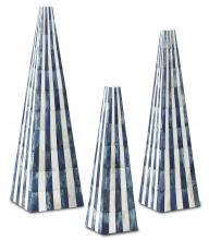 Currey 1200-0197 - Ossian Blue Obelisk Set of 3
