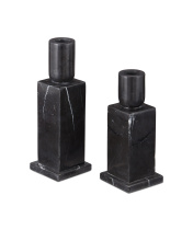Currey 1200-0952 - Lithos Black Candle Holder Set of 2